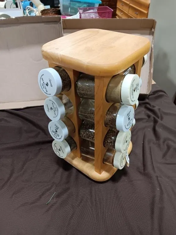 M.Kamenstein wooden spinning spice rack vintage