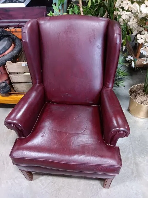 Straight back red chair 28x28x41
