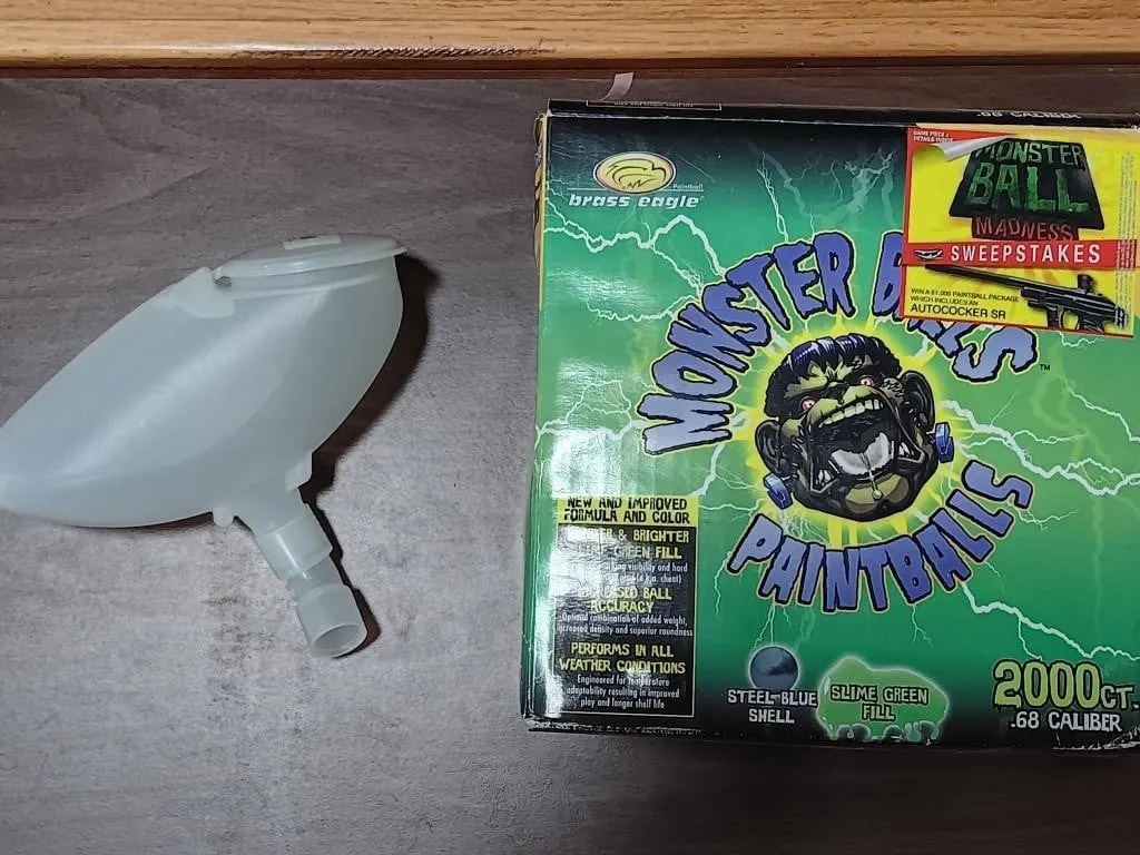 Paintball accessories. Hopper and four bags of