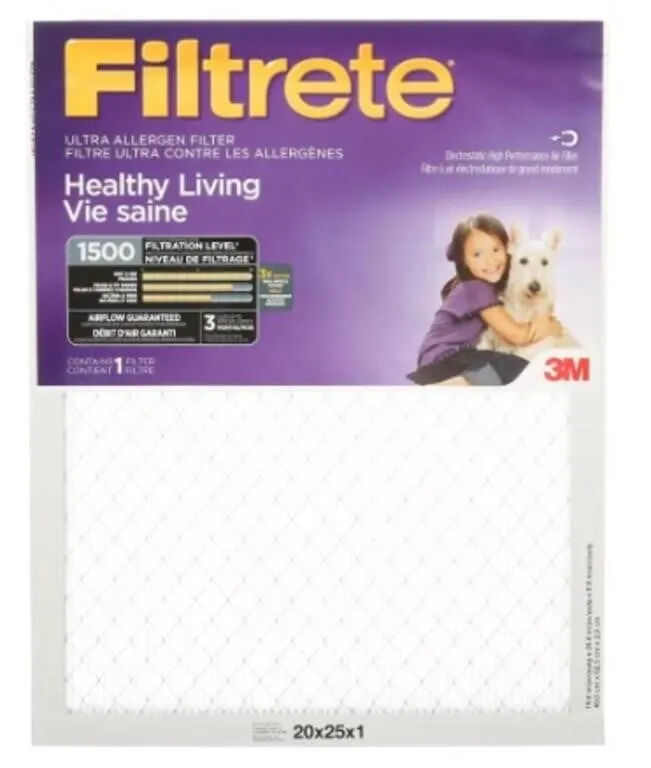 Lot of 5 - 3M Filtrete 20 x 25 x 1 Air Filter
