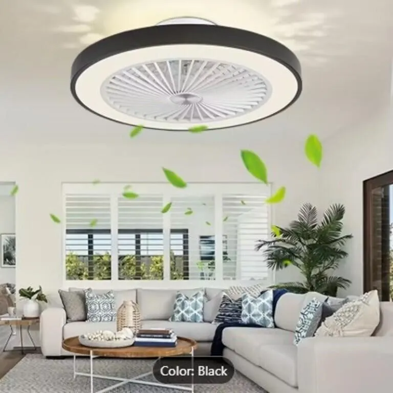 20" Ceiling Fans with Lights - Black with Remote
