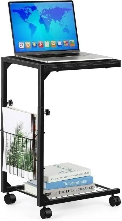 Adjustable C Table - C Shaped Side Table with Whee