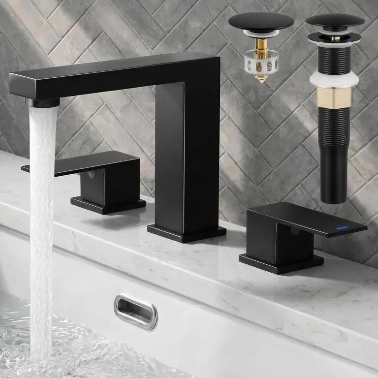 Widespread Bathroom Sink Faucet Matte Black w/Draw