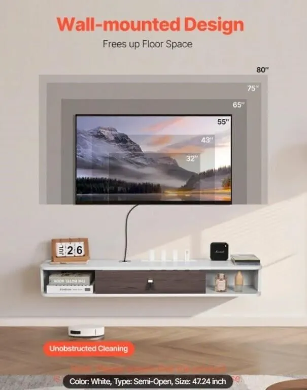 VEVOR Floating TV Stand, 47 in Wall Mount