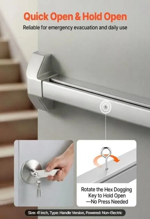 VEVOR Push Bar Panic Exit Device, 41" Stainless Sr
