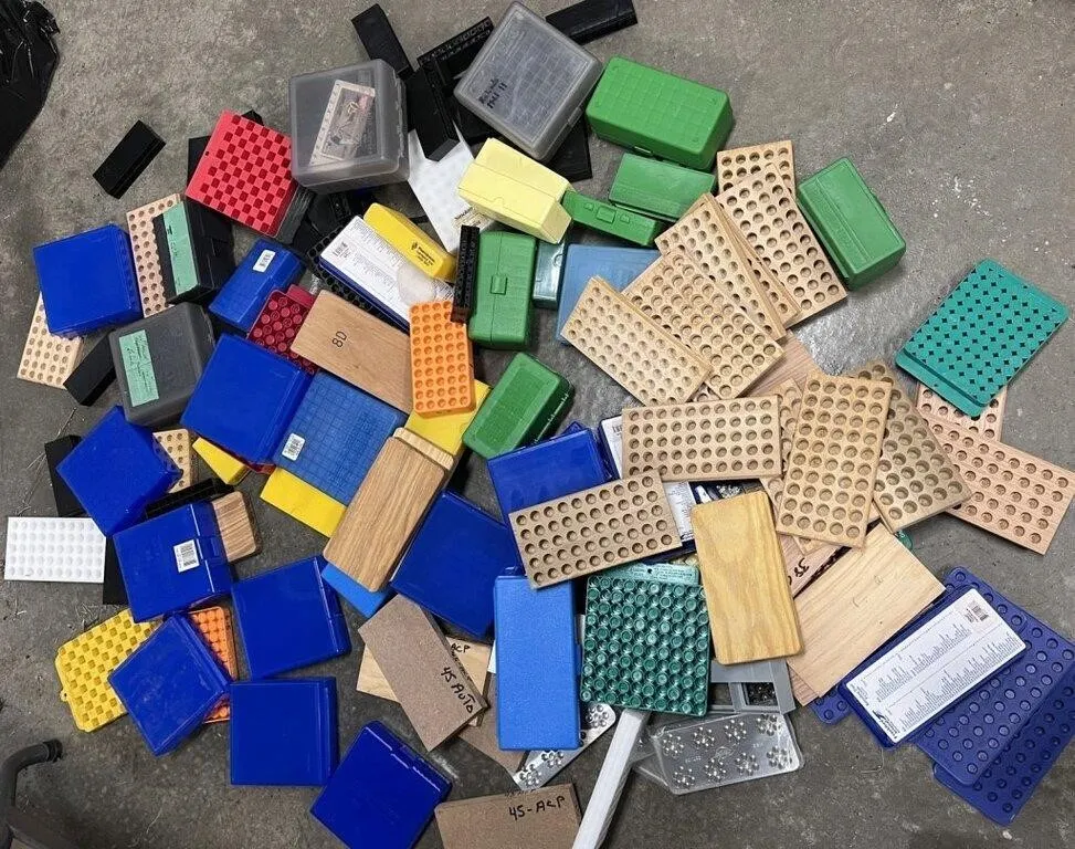 ammo boxes, reloading trays