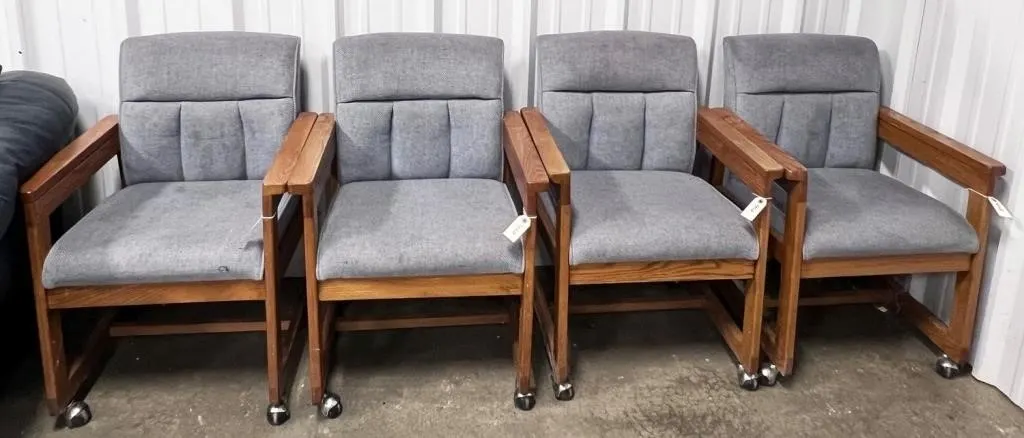 4pc rolling arm chairs