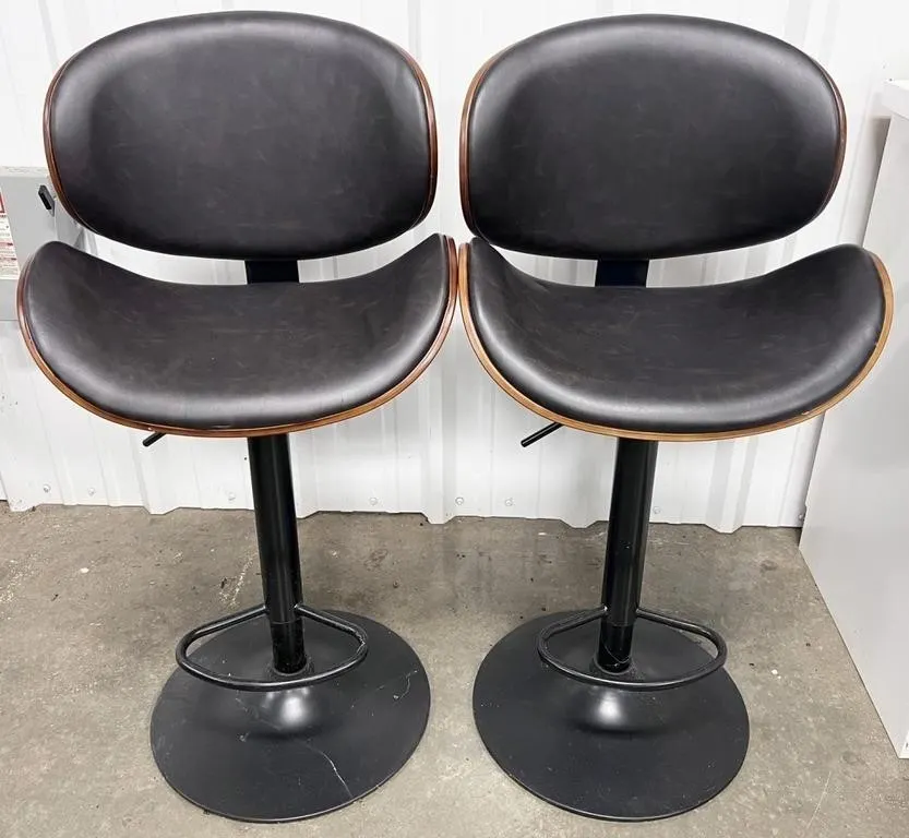 2pc wood/leather barstools