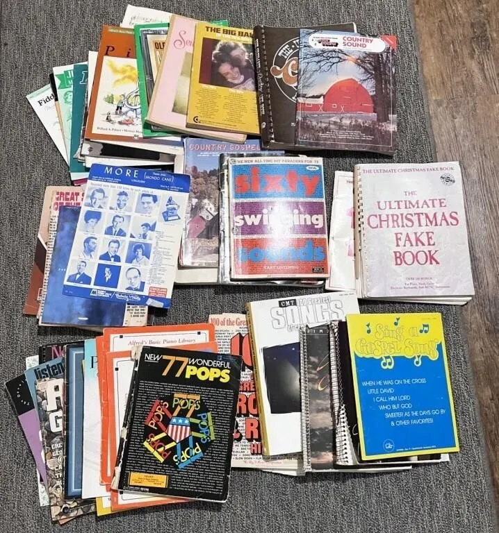 sheet music and music lesson books