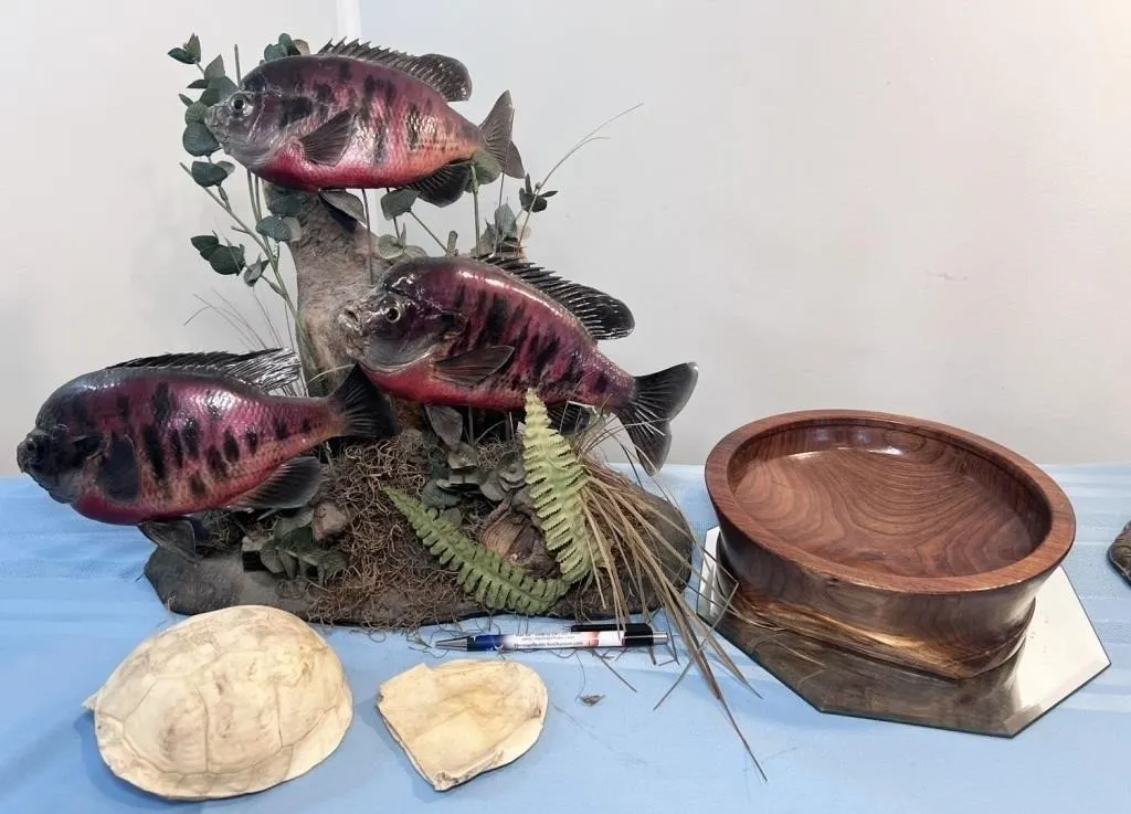 assorted decor: including black walnut piece