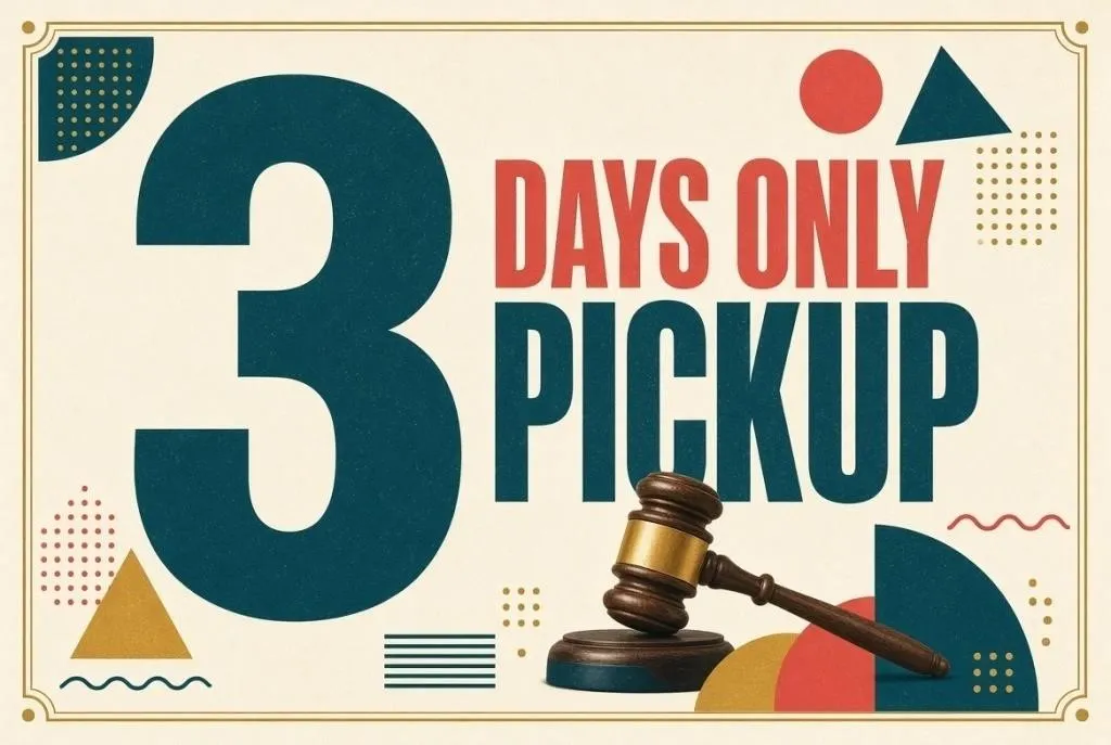 3 DAY PICKUP: 10am-4pm, Sun-Tues Nov 8-10