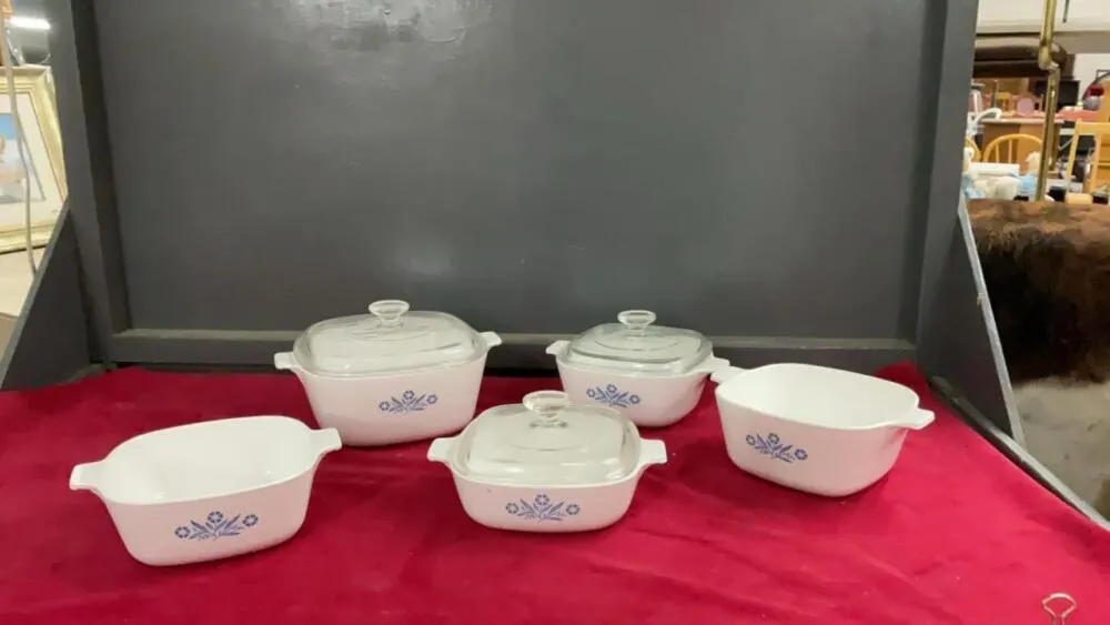 (5) BLUE CORNFLOWER CORNINGWARE CASSEROLES
