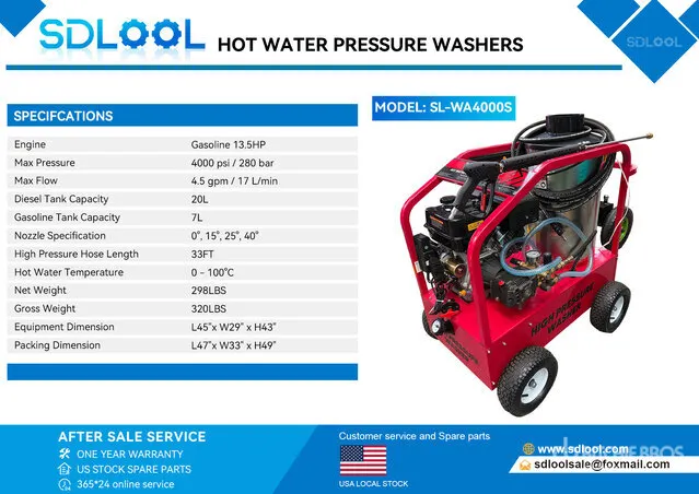 2026 SDLOOL SL-WA4000S Hot Water Pressure Washer (Unused)