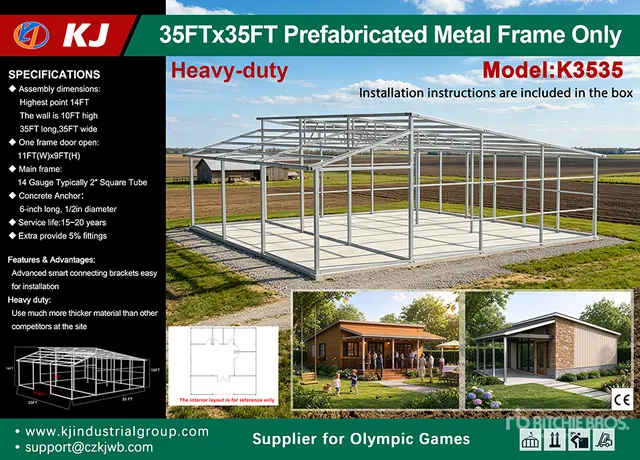 2026 KJ K3535 35 ft x 35 ft Prefabricated Metal Frame Only (Unused)