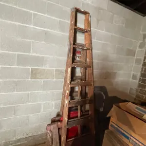 (2) Wood Ladders and Saw Horses