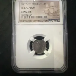 1772-83 Mexico 1/2 Real, El Cazador Shipwreck, NGC Certified Genuine