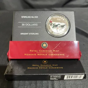 2006 Royal Canadian Mint $30 Sterling Silver Dog Sled Coin With Case, COA, 31.5g