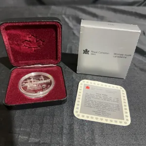 1991 Royal Canadian Mint Silver Proof Dollar Frontenac Steamship 175th Anniversary