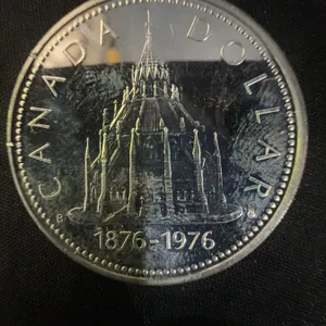 Canada 1876-1976 Centennial Silver Dollar, .500 Silver, 23g, Parliament Building Design