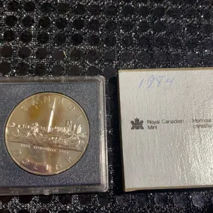 1984 Royal Canadian Mint Proof Silver Dollar, 500 Silver, Toronto Canoe, 23.4g With Case