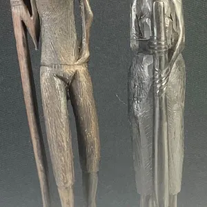 Hand-Carved Wood Figures, Male and Female, Approximately 14 Inches in Height