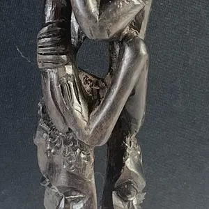 Hand-Carved Ujamaa Tree Figurine, Wood, Approx. 14" Tall, 4" Wide