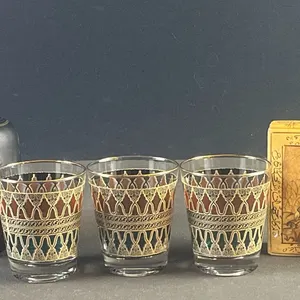 Sauza Tres Generaciones Bottle, 3 Patterned Glasses, Hand-Painted Persian Art Coaster Set