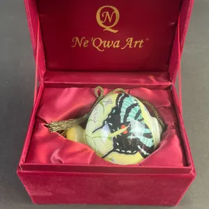 Ne'Qwa Art Butterflies Glass Ornament by Paul Brent with Box