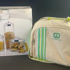 Essentials for Home 3-Piece Glass Canister Set With Outbound Picnic Bag and Accessories