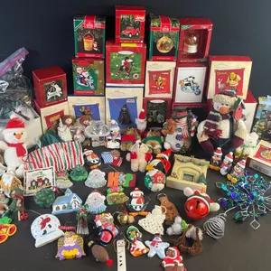 Large Assorted Lot of Hallmark, Carlton, and Various Christmas Ornaments and Decorations