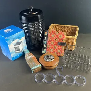 Household Lot: PIS Bug Zapper, Lyle Zutz Box, Humidifier, Organizers, Coca-Cola Tin