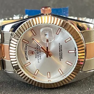 Stainless Steel Two-Tone Rolex Design Replica Wristwatch with Oyster Style Bracelet