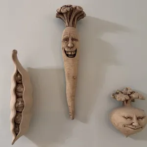 3 Ceramic Wall Art Vegetables with Faces from Carruth Studio