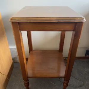 Square Wood Side Table With Lower Shelf