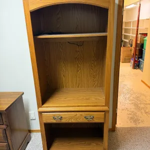 Oak Finish Two-Shelf Entertainment Cabinet