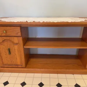 Oak TV Stand or Display Cabinet With Shelves