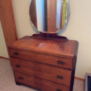 Art Deco Dresser With Octagonal Mirror