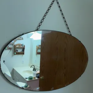 Oval Chain-Hung Wall Mirror With Chips