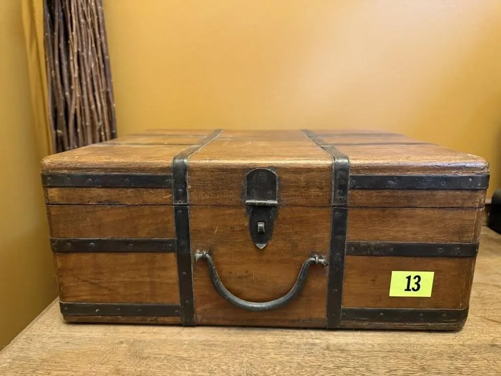 Wooden storage trunk