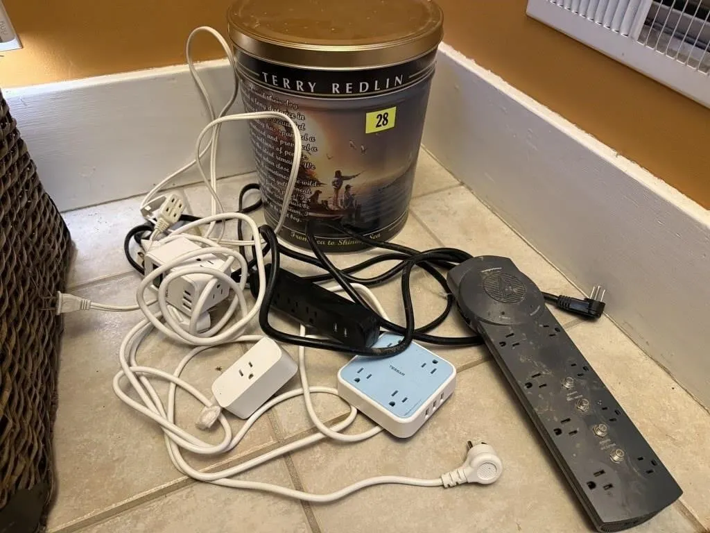 Canister, electronics, power cords, surge
