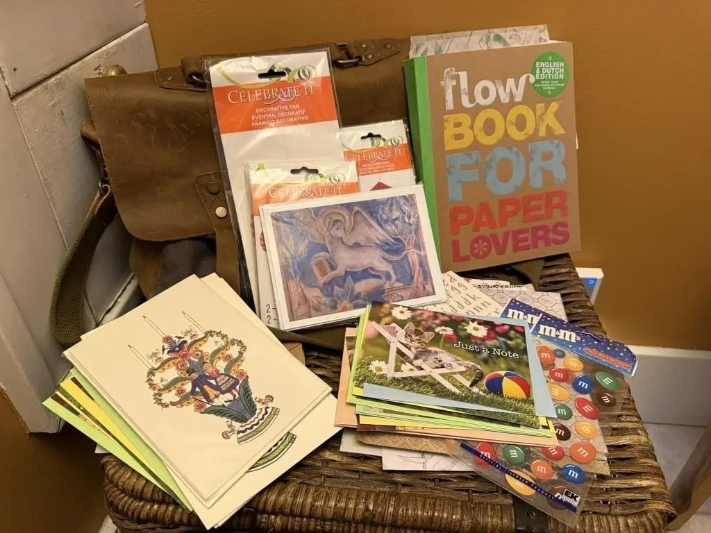 Paper craft supplies, cardstock, artwork,