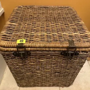 Wicker storage basket, blanket included
