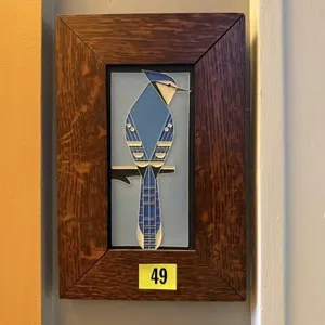 Motawi Tileworks bluejay framed art tile