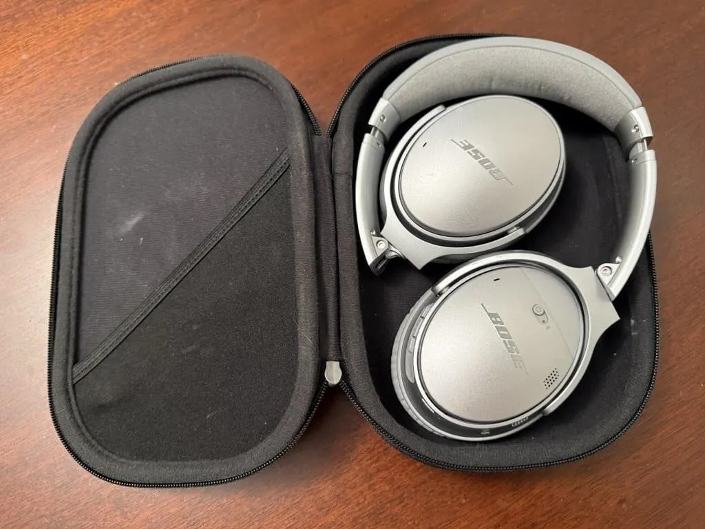 BOSE headphones, carry case