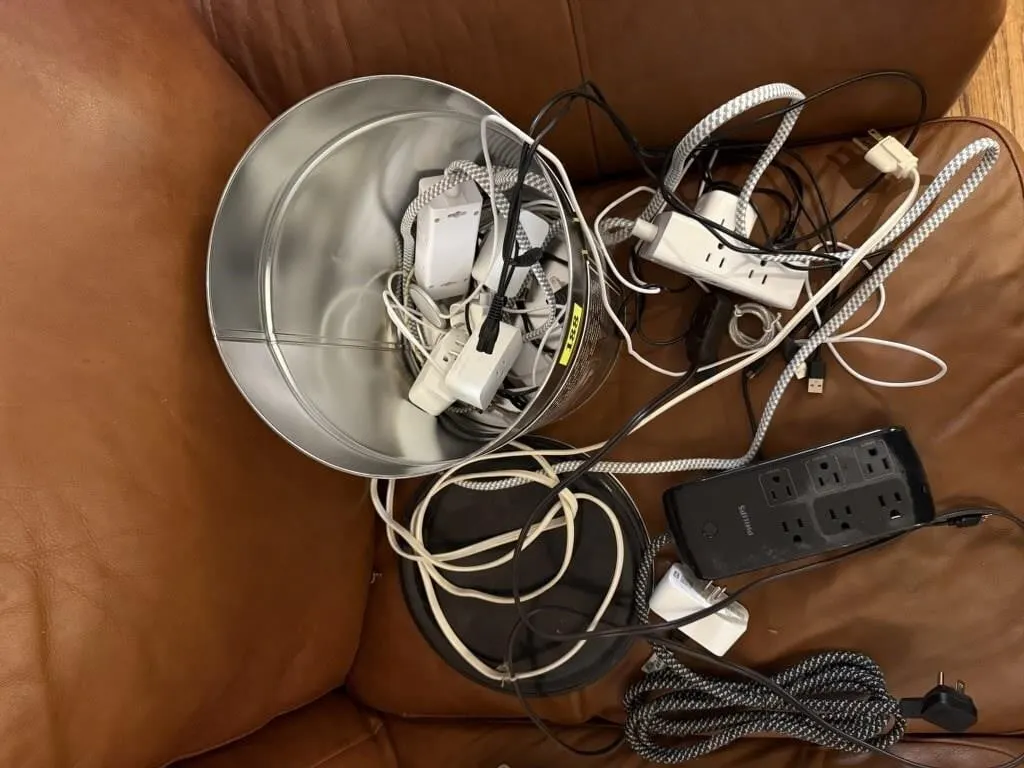 Canister of power cords, electronics cords,