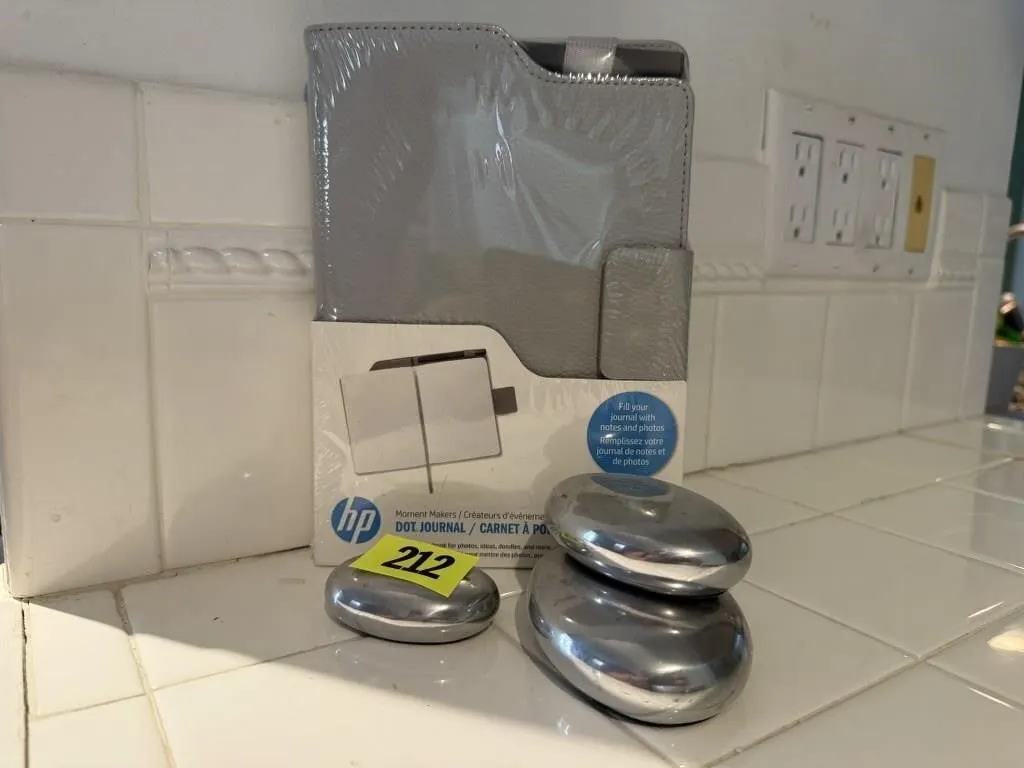 NEW journal, chrome paperweights (3)