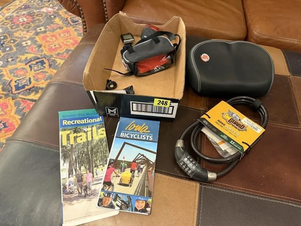 Bicycle seat, locks, accesories, trail maps