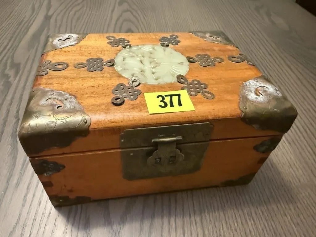 Asian trinket box, contents included