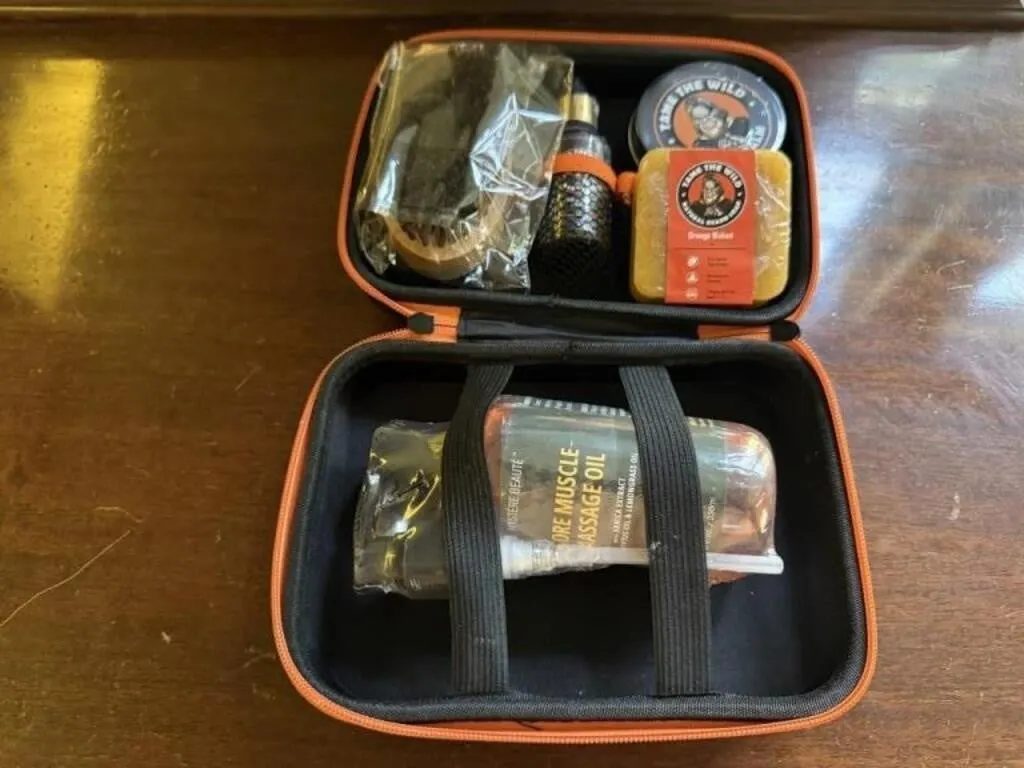 NEW grooming kit, massage oil, soap, beard balm,