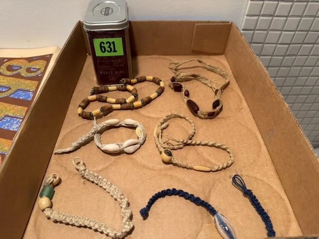 Hemp, shell jewelry lot
